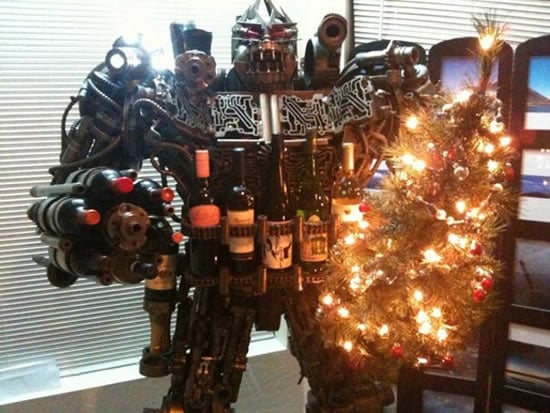 Transformer shaped wine rack is frighteningly beautiful