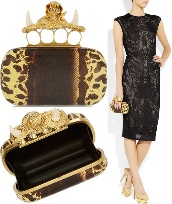 Alexander McQueen Serpent Skull Knuckle Box Clutch comes with a goth quotient Alexander McQueen Serpent Skull Knuckle Box Clutch comes with a goth quotient
