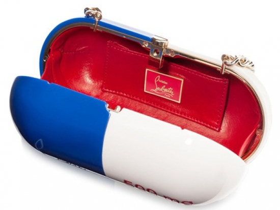 Christian Louboutins Pilule clutch is shaped like a pill Christian Louboutins Pilule clutch is shaped like a pill