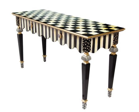 Courtly Stripe Console table: A checkered piece of furniture