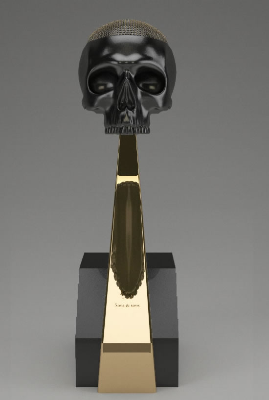 Gold plated skulls studded with gemstones bling up the gothic themed decor Gold plated skulls studded with gemstones bling up the gothic themed decor
