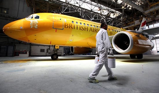 Gold painted British Airways jet will fly Olympic torch from Athens to Britain