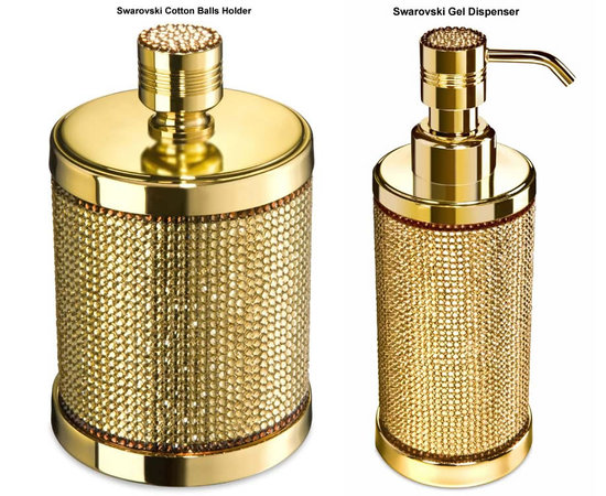 Gold-plated bath accessories glamorized with Swarovski crystals ...