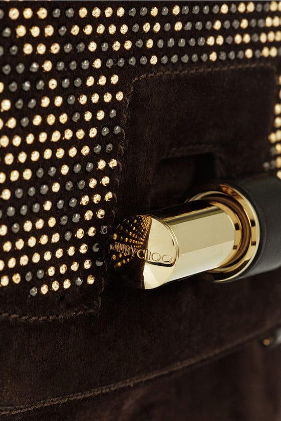 Jimmy Choo Justine Small studded suede and leather tote Jimmy Choo Justine Small studded suede and leather tote