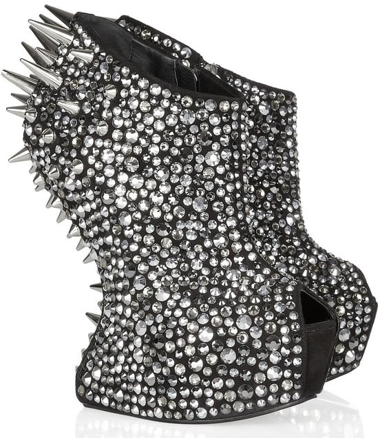 Giuseppe Zanotti Swarovski crystal and spike embellished wedge boots Giuseppe Zanotti Swarovski crystal and spike embellished wedge boots