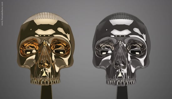Gold plated skulls studded with gemstones bling up the gothic themed decor