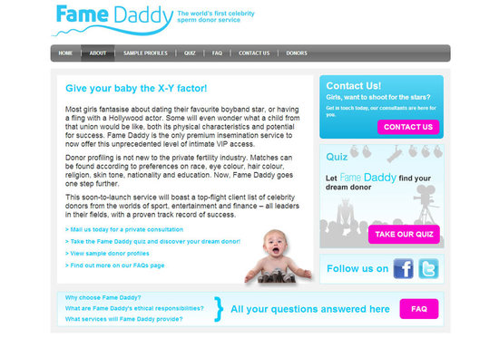 The worlds first celebrity sperm donor service launched The worlds first celebrity sperm donor service launched