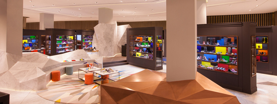 Louis Vuitton celebrates the opening of the first pop up shoe store at level Shoe District ...