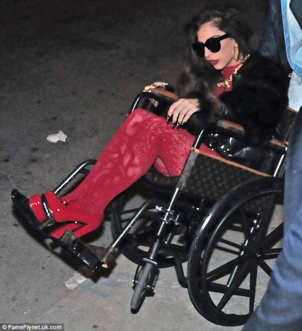 Lady Gag rocks and rolls in new Louis Vuitton wheelchair on 27th